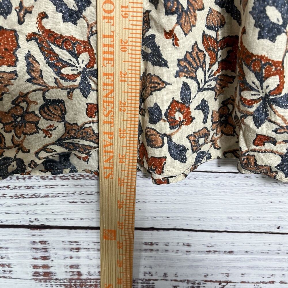 Faherty Odette Linen Top Small Floral Peasant Blouse Boho Cottagecore Button - Picture 11 of 11